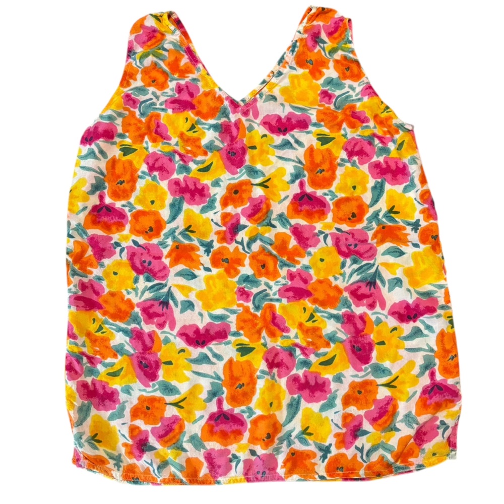 Honors lightweight floral sleeveless top, large